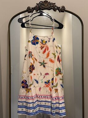 Sugarlips Cream Mini Dress with Multicolor Floral Embroidery small